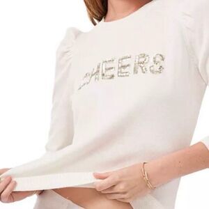 1 State White Sweater with sequin Cheers' Embellishment size M